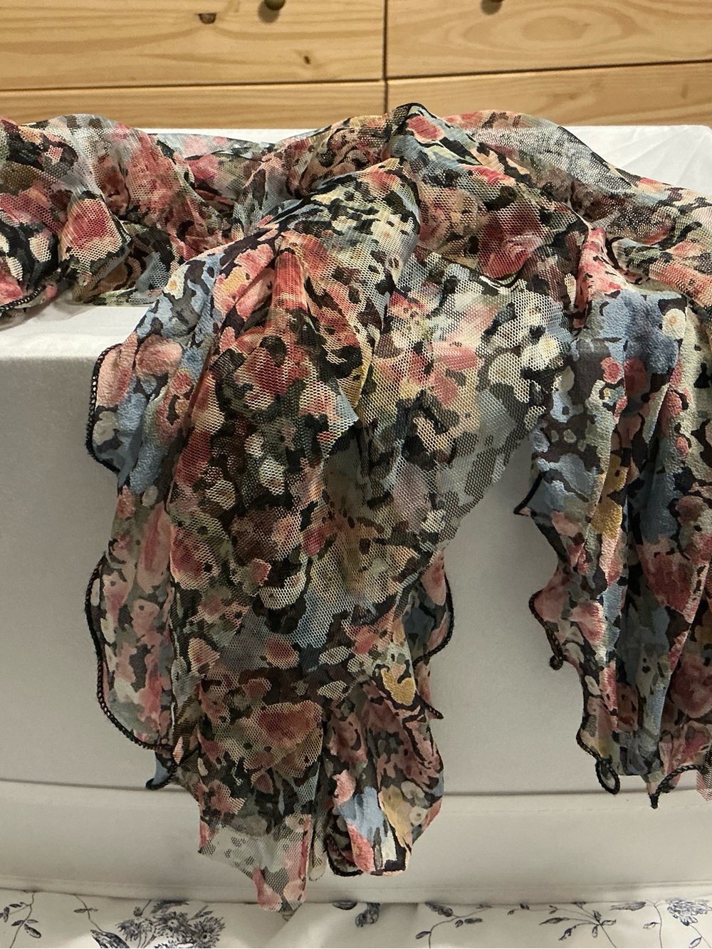 🎉3 for 15🎉 Source Unknown Floral Ruffled Sheer Scarf in Pink, Blue, Yellow, Blac